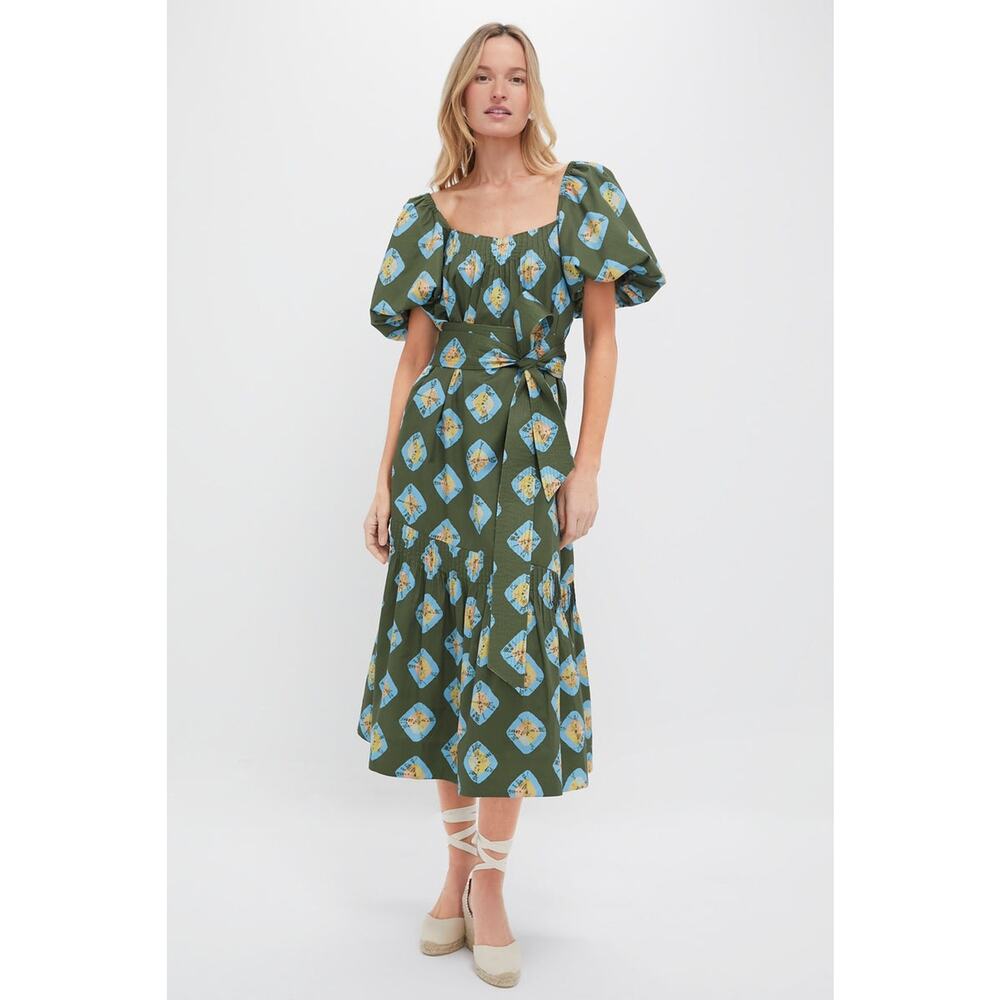TUCKERNUCK Olive and Aqua Diamond Clary Dress Size XL NWT Retail $298 Tuckernuck